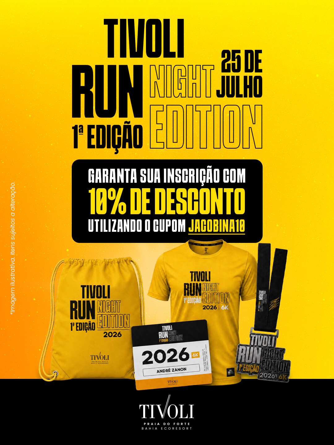 Leitores do site têm desconto especial na inscrição para a corrida Tivoli Run Night, na Praia do Forte