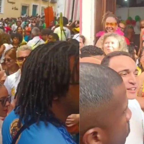 Caetano Veloso e João Gomes acompanham saída do Olodum no Pelourinho